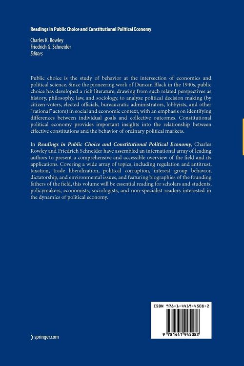 Produktbild: Readings in Public Choice and Constitutional Political Economy