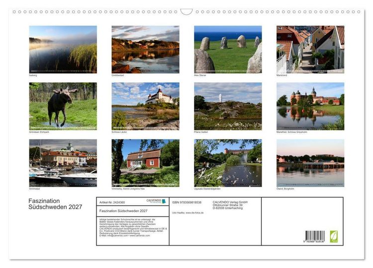 Produktbild: Faszination S&uuml;dschweden 2027 (Wandkalender 2027 DIN A2 quer), CALVENDO Monatskalender