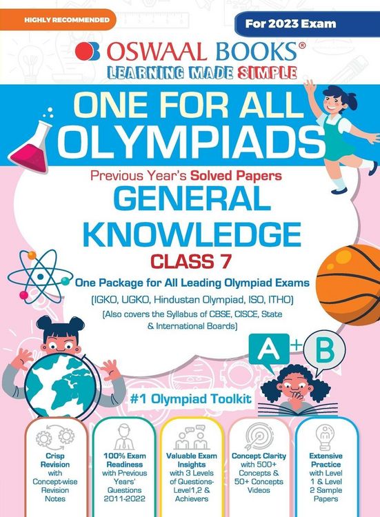 Produktbild: Oswaal One For All Olympiad Previous Years' Solved Papers, Class-7 General Knowledge Book (For 2023 Exam)