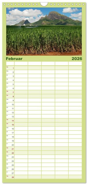 Produktbild: Familienplaner 2026 - Mauritius mit 5 Spalten (Wandkalender, 21 x 45 cm) CALVENDO