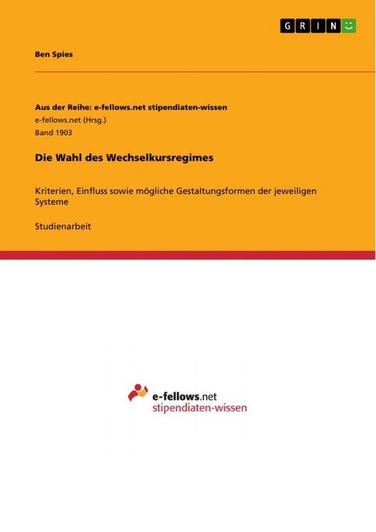 Produktbild: Die Wahl des Wechselkursregimes