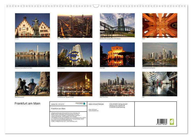 Produktbild: Frankfurt am Main (Wandkalender 2026 DIN A2 quer), CALVENDO Monatskalender