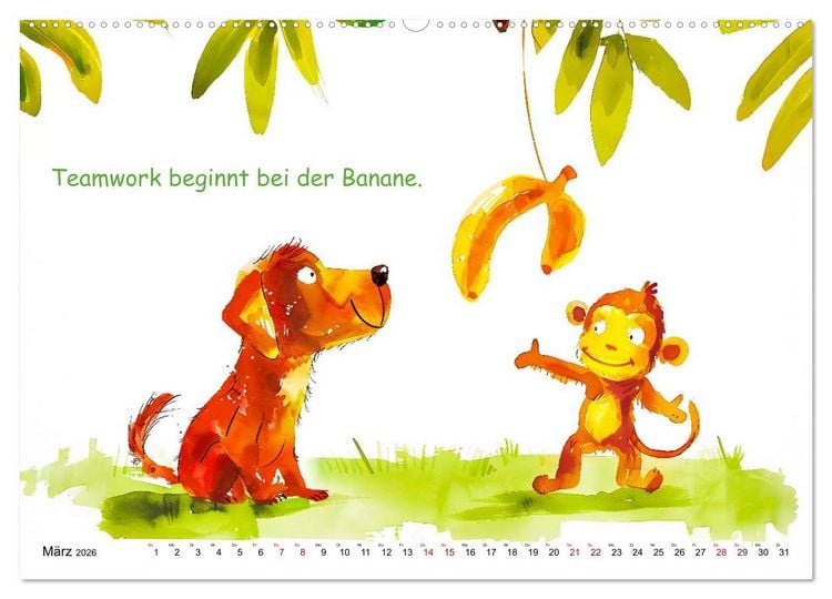 Produktbild: Vier Pfoten, viele Spr&uuml;che - Lustige Weisheiten mit Hund (hochwertiger Premium Wandkalender 2026 DIN A2 quer), Kunstdruck in Hochglanz
