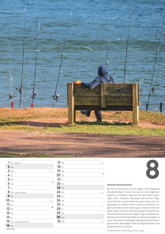 Produktbild: Der große Angelkalender 2026 - Bildkalender A3 (29,7x42 cm) - mit vielen Zusatzinformationen aus der Anglerwelt und Platz für Notizen - Wandkalender