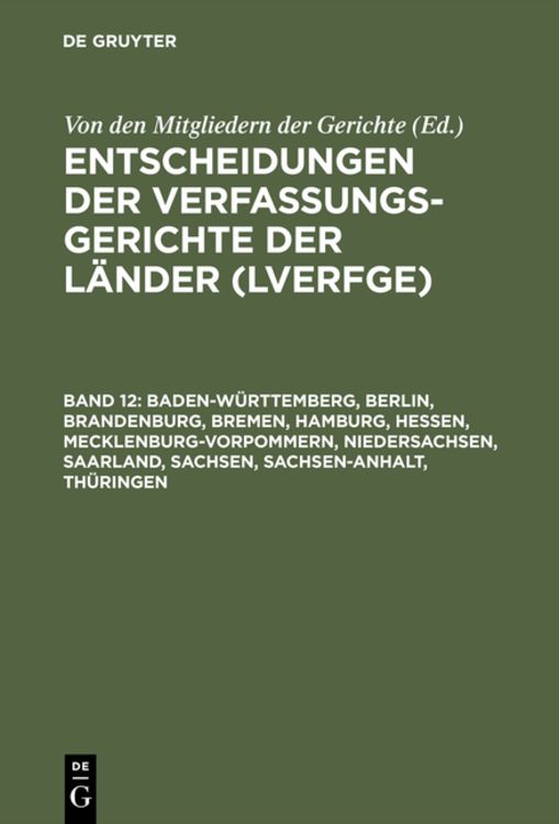 Produktbild: Baden-W&uuml;rttemberg, Berlin, Brandenburg, Bremen, Hamburg, Hessen, Mecklenburg-Vorpommern, Niedersachsen, Saarland, Sachsen, Sachsen-Anhalt, Th&uuml;ringen