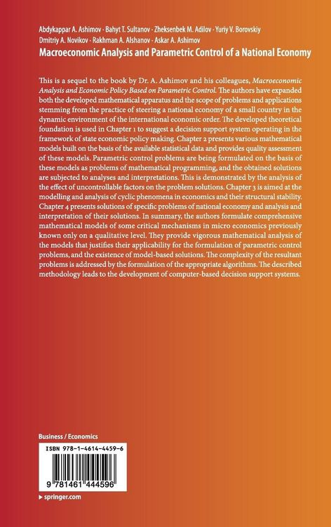 Produktbild: Macroeconomic Analysis and Parametric Control of a National Economy