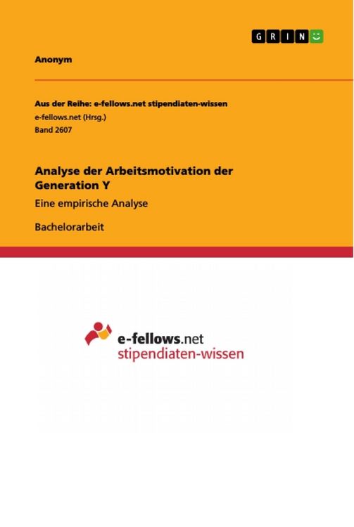 Produktbild: Analyse der Arbeitsmotivation der Generation Y