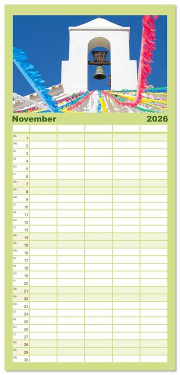 Produktbild: Familienplaner 2026 - Balearen - Mallorca, Menorca, Ibiza und Formentera mit 5 Spalten (Wandkalender, 21 x 45 cm) CALVENDO