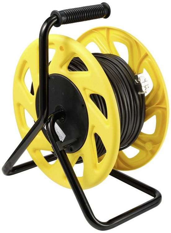 Produktbild: Renkforce RJ45 Netzwerk Kabeltrommel CAT 6a S/FTP 60m Schwarz PUR-Mantel