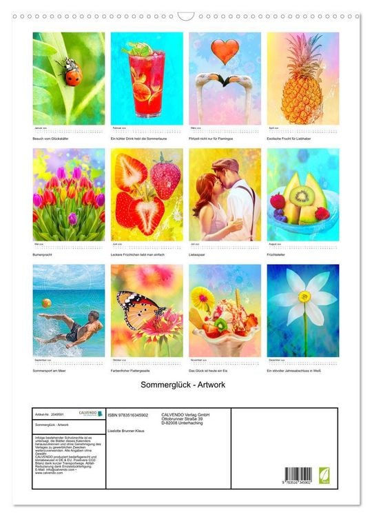 Produktbild: Sommergl&uuml;ck - Artwork (Wandkalender 2026 DIN A2 hoch), CALVENDO Monatskalender