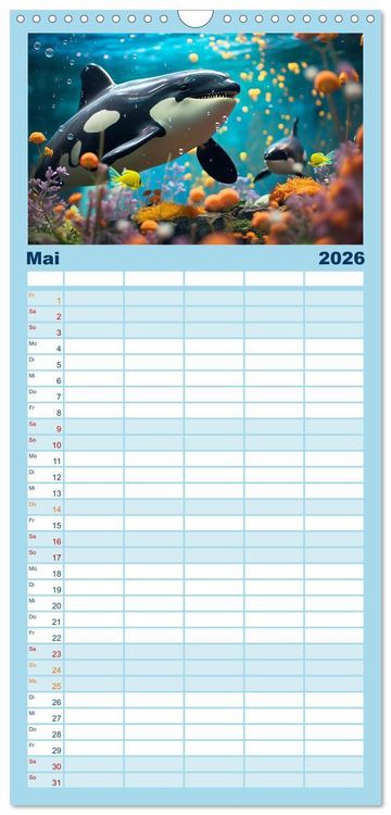 Produktbild: Familienplaner 2026 - Abenteuer Spielzeugland rund ums Wasser mit 5 Spalten (Wandkalender, 21 x 45 cm) CALVENDO