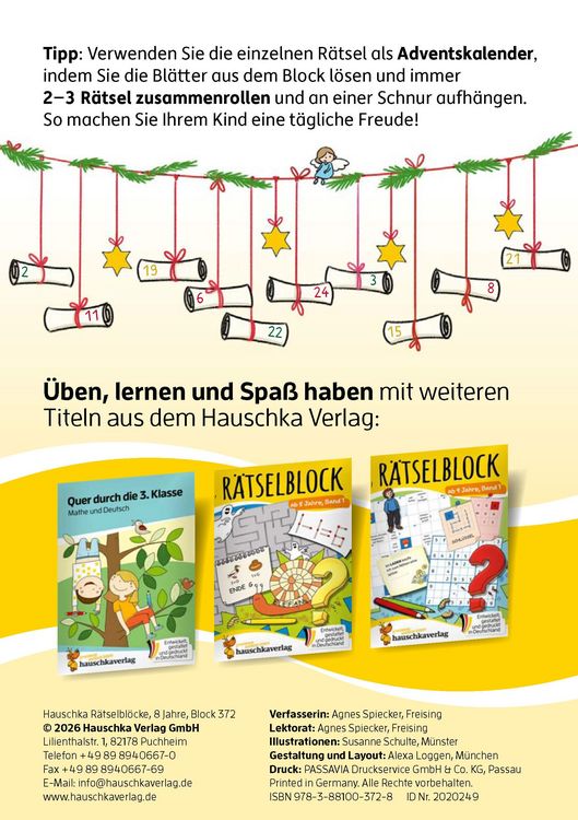 Produktbild: Weihnachtsr&auml;tsel &ndash; R&auml;tselblock ab 8 Jahre
