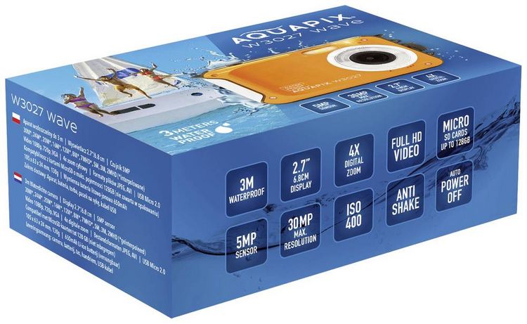 Produktbild: Aquapix W3027-O Wave Orange Digitalkamera 5 Megapixel Orange Wasserdicht