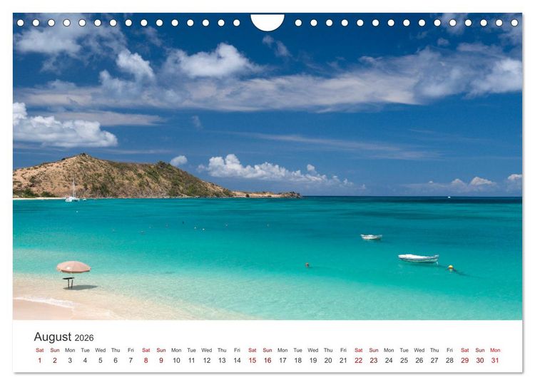 Produktbild: Caribbean beaches and the shades of blue (Wall Calendar 2026 DIN A4 landscape), CALVENDO 12 Month Wall Calendar