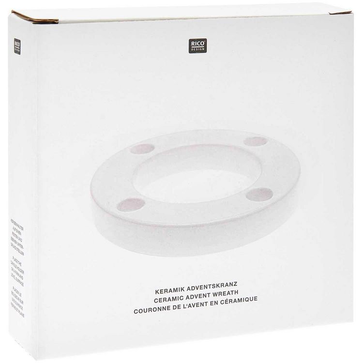 Produktbild: Adventskranz Keramik, wei&szlig;,&Oslash; 12,5 cm