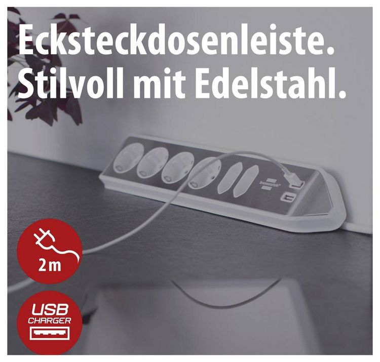 Produktbild: Brennenstuhl 1153590620 Tischsteckdose Silber, Wei&szlig; Schutzkontakt 1 St.