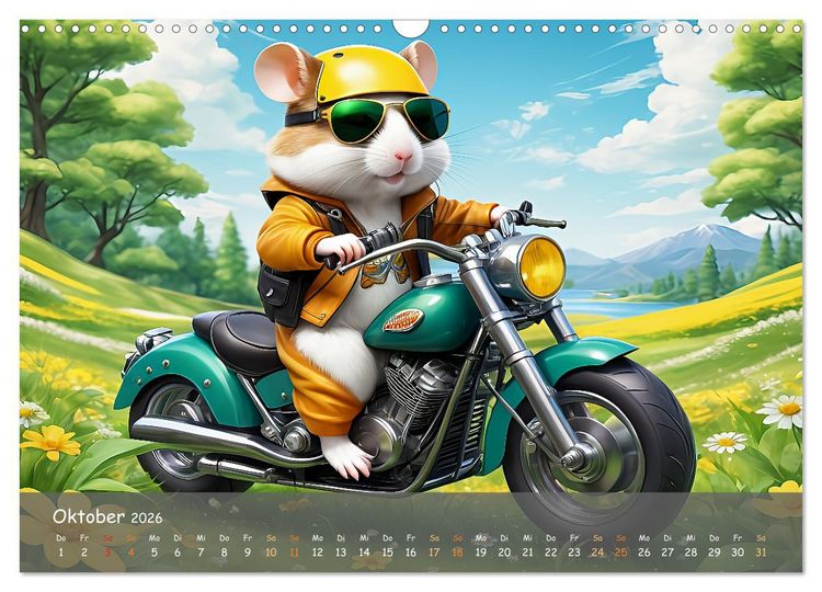 Produktbild: Tierische Motorradfahrer (Wandkalender 2026 DIN A3 quer), CALVENDO Monatskalender