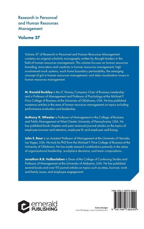Produktbild: Research in Personnel and Human Resources Management