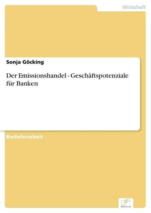Produktbild: Der Emissionshandel - Gesch&auml;ftspotenziale f&uuml;r Banken