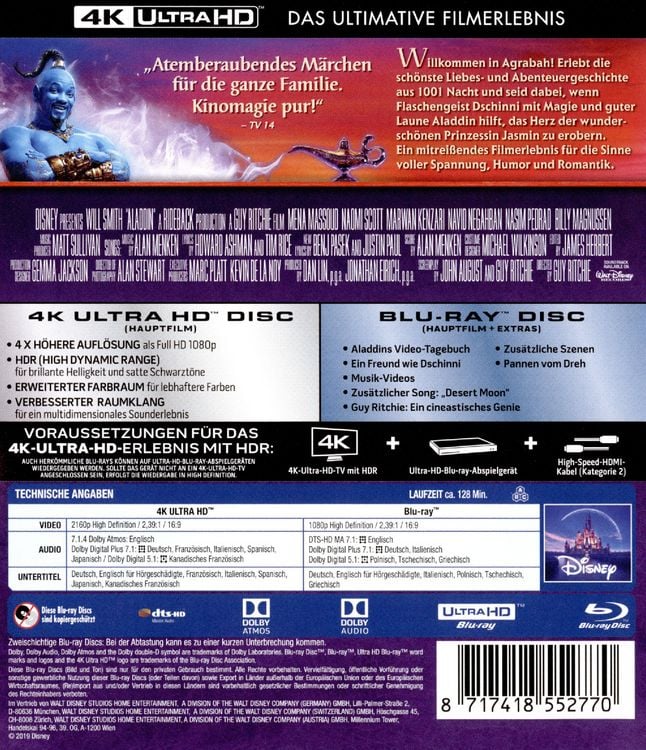 Produktbild: Aladdin (4K Ultra HD) (+ Blu-ray)