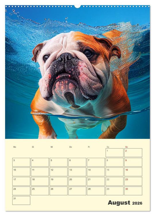Produktbild: English Bulldogs. Fr&ouml;hliche Dickk&ouml;pfe mit Charakter (Wandkalender 2026 DIN A2 hoch), CALVENDO Monatskalender