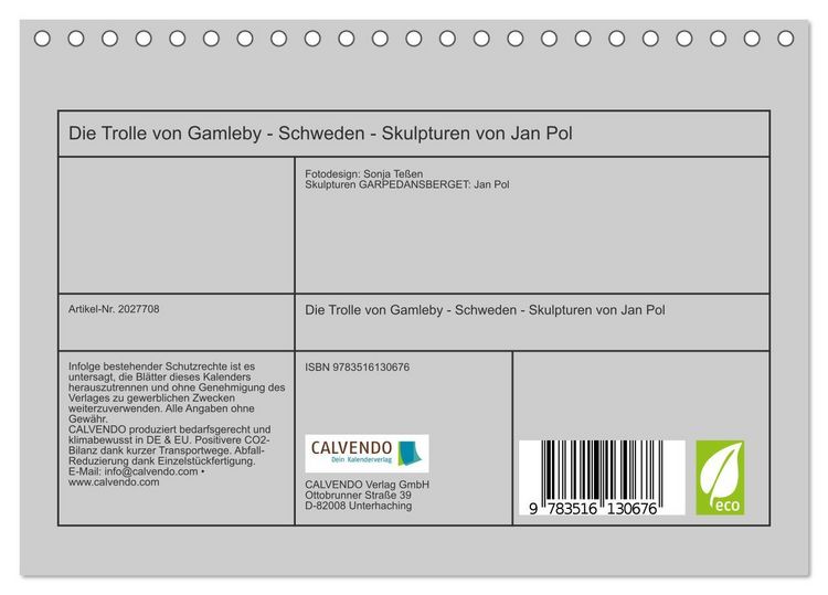 Produktbild: Die Trolle von Gamleby - Schweden - Skulpturen von Jan Pol (Tischkalender 2026 DIN A5 quer), CALVENDO Monatskalender