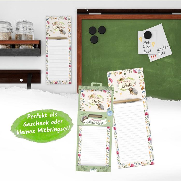 Produktbild: Tr&ouml;tsch Notizblock mit Stift und Magnet Waldidylle