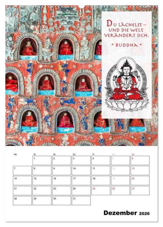 Produktbild: BUDDHAS ZITATE Buddhistische Weisheiten (Wandkalender 2026 DIN A2 hoch), CALVENDO Monatskalender