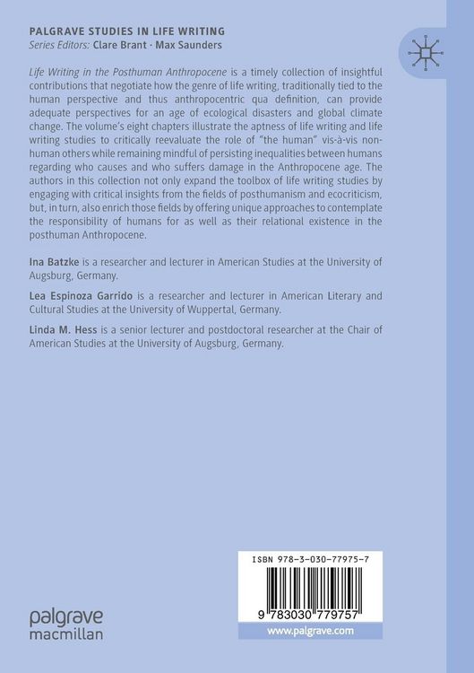 Produktbild: Life Writing in the Posthuman Anthropocene