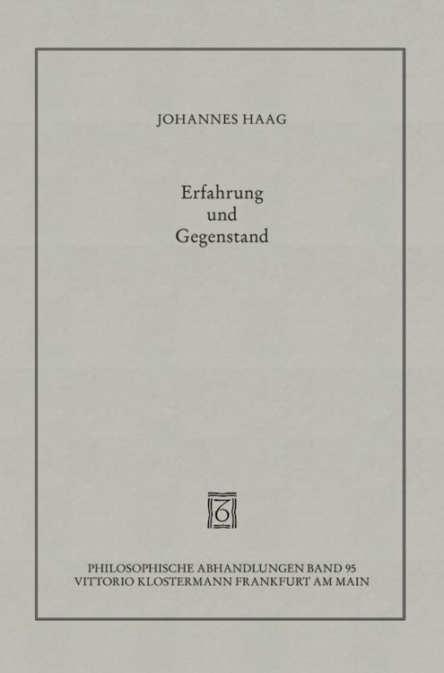 Produktbild: Erfahrung und Gegenstand