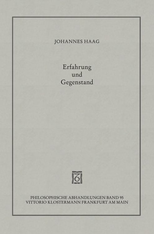 Bild vom Artikel Erfahrung und Gegenstand vom Autor Johannes Haag