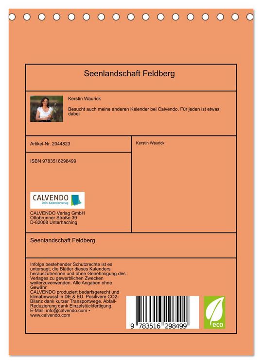 Produktbild: Seenlandschaft Feldberg (Tischkalender 2026 DIN A5 hoch), CALVENDO Monatskalender