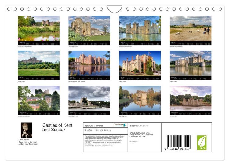 Produktbild: Castles of Kent and Sussex (Wall Calendar 2026 DIN A4 landscape), CALVENDO 12 Month Wall Calendar