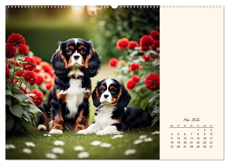 Produktbild: Goldige Kavalier King Charles Spaniels (hochwertiger Premium Wandkalender 2026 DIN A2 quer), Kunstdruck in Hochglanz