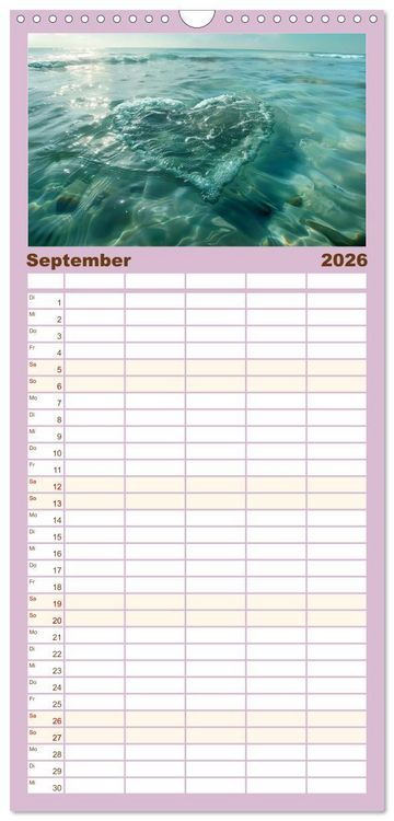 Produktbild: Familienplaner 2026 - Mit dem Herzen der Natur mit 5 Spalten (Wandkalender, 21 x 45 cm) CALVENDO