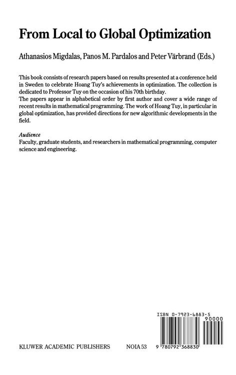 Produktbild: From Local to Global Optimization