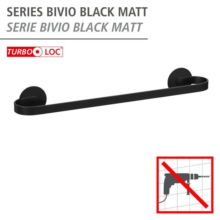 Produktbild: Turbo-Loc&reg; Badetuchstange Uno Mod. Bivio Black matt, 40 cm, aus Aluminium