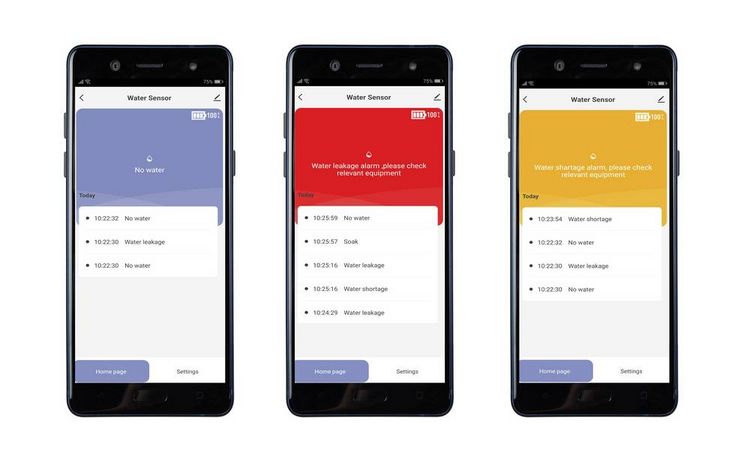 Produktbild: Sygonix SY-6735646 Wassermelder mit App-Steuerung, mit internem Sensor, mit externem Sensor batteriebetrieben