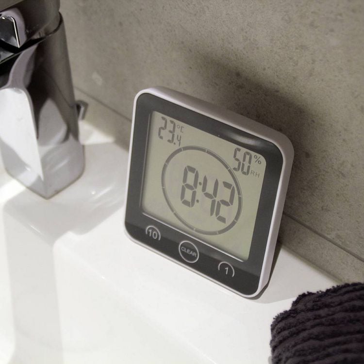 Produktbild: TFA Dostmann Bad- /K&uuml;chenuhr mit Timer Timer Grau digital