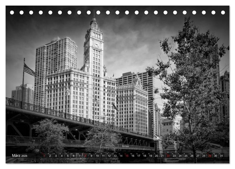 Produktbild: CHICAGO Monochrom (Tischkalender 2026 DIN A5 quer), CALVENDO Monatskalender