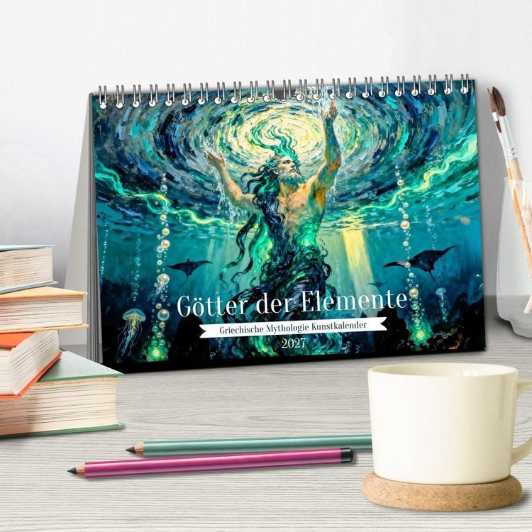 Produktbild: G&ouml;tter der Elemente - Griechische Mythologie Kunstkalender (Tischkalender 2027 DIN A5 quer), CALVENDO Monatskalender