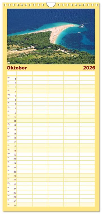Produktbild: Familienplaner 2026 - Kroatien mit 5 Spalten (Wandkalender, 21 x 45 cm) CALVENDO