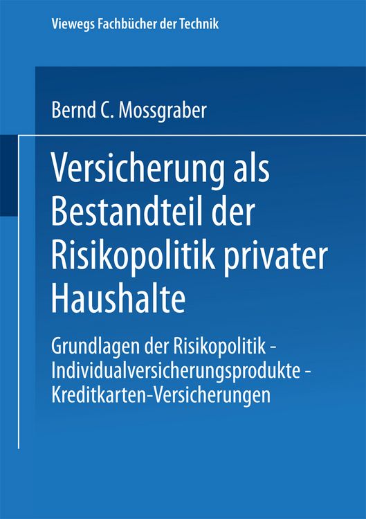 Produktbild: Versicherung als Bestandteil der Risikopolitik privater Haushalte