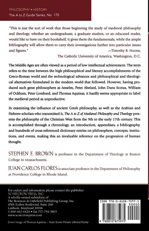 Produktbild: A to Z of Medieval Philosophy and Theology