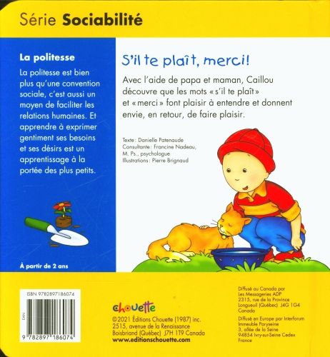 Produktbild: Caillou : s'il te pla&icirc;t, merci !