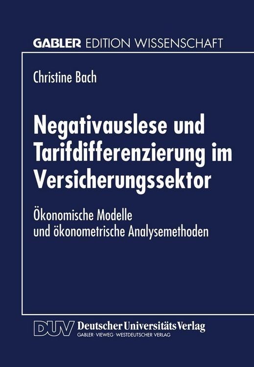 Produktbild: Negativauslese und Tarifdifferenzierung im Versicherungssektor
