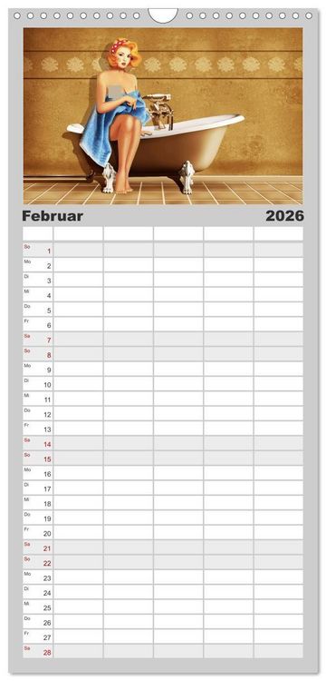 Produktbild: Familienplaner 2026 - Pin-Up Girls im Retro Style by Mausopardia mit 5 Spalten (Wandkalender, 21 x 45 cm) CALVENDO