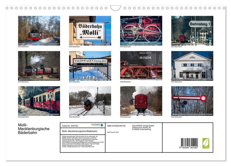 Produktbild: Molli- Mecklenburgische B&auml;derbahn (Wandkalender 2027 DIN A3 quer), CALVENDO Monatskalender