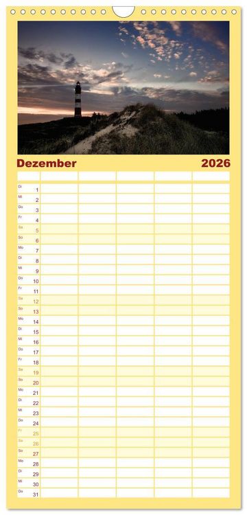 Produktbild: Familienplaner 2026 - Amrum, die Perle in der Nordsee mit 5 Spalten (Wandkalender, 21 x 45 cm) CALVENDO