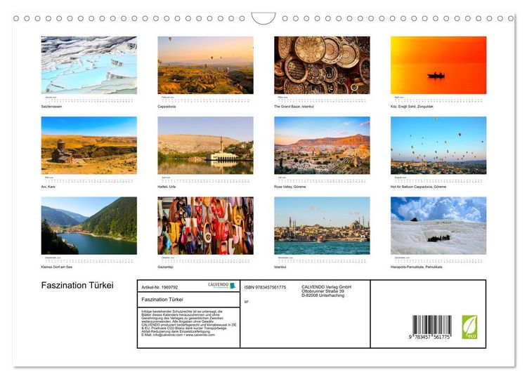 Produktbild: Faszination T&uuml;rkei (Wandkalender 2026 DIN A3 quer), CALVENDO Monatskalender